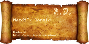 Mazák Donald névjegykártya